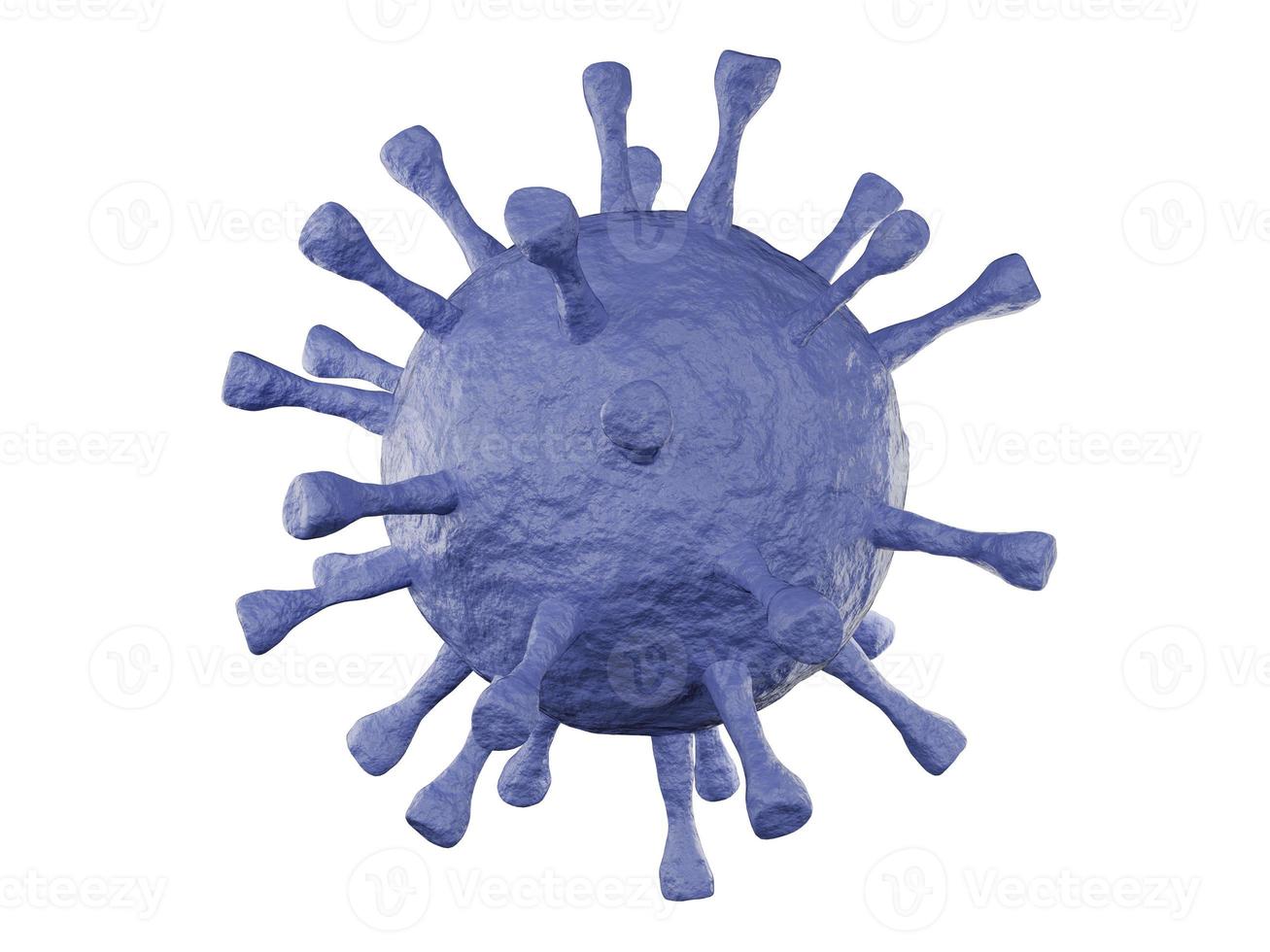 célula azul del virus de la corona aislada sobre fondo blanco. representación 3d foto
