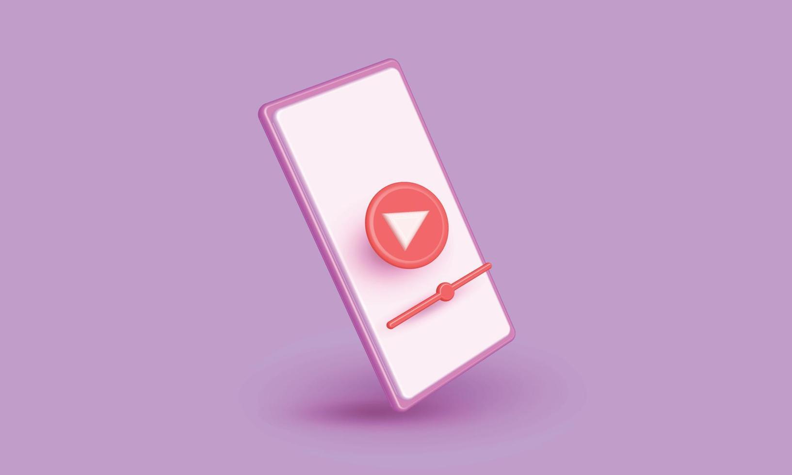 playing video with movie internet 3d vector cartoon with hand ,banner ,copy space minimal colorful concept icon application