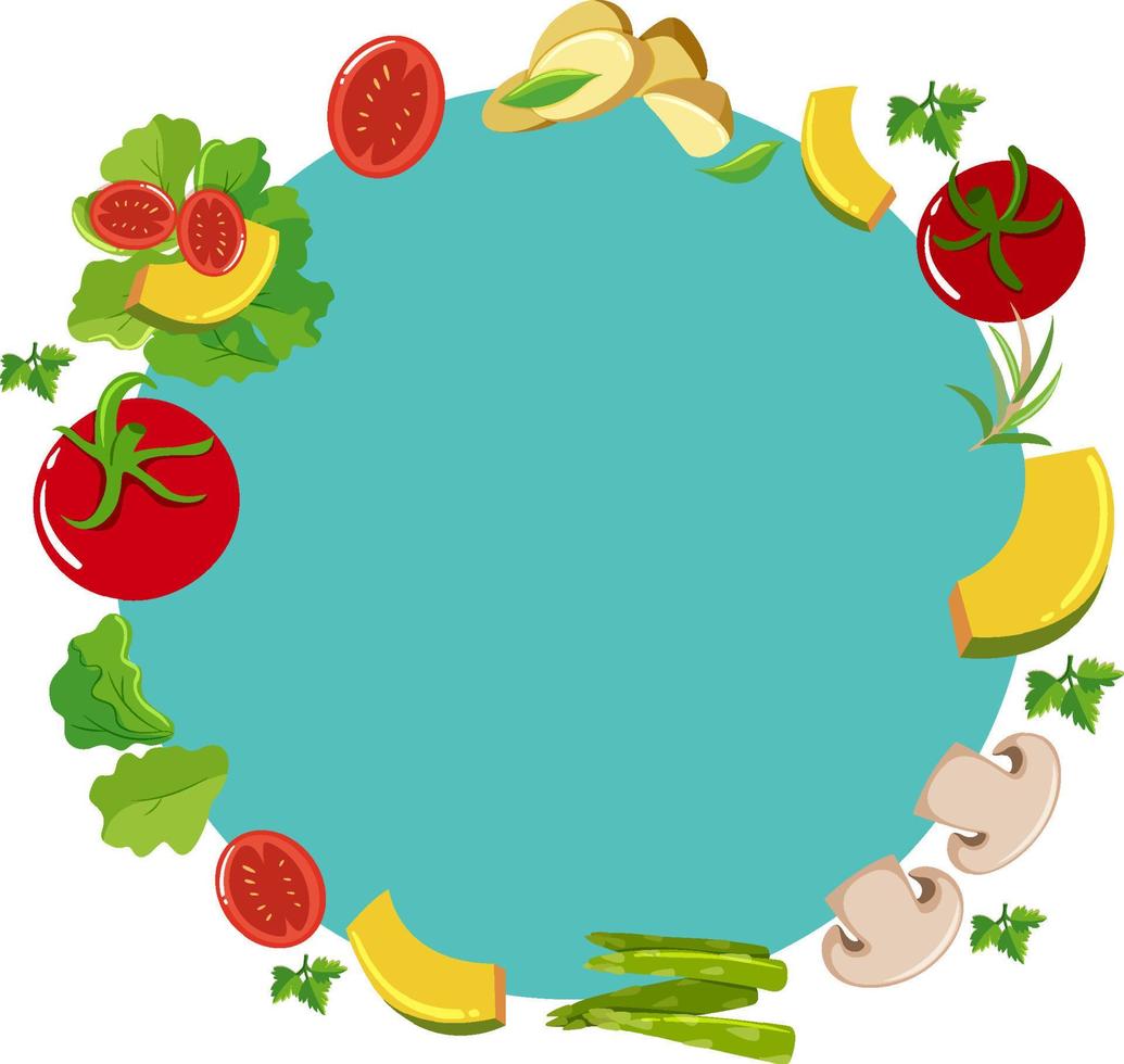 Vegetable salad frame template vector