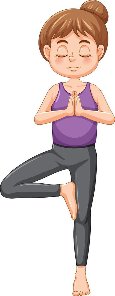 A girl doing yoga cartoon character vector