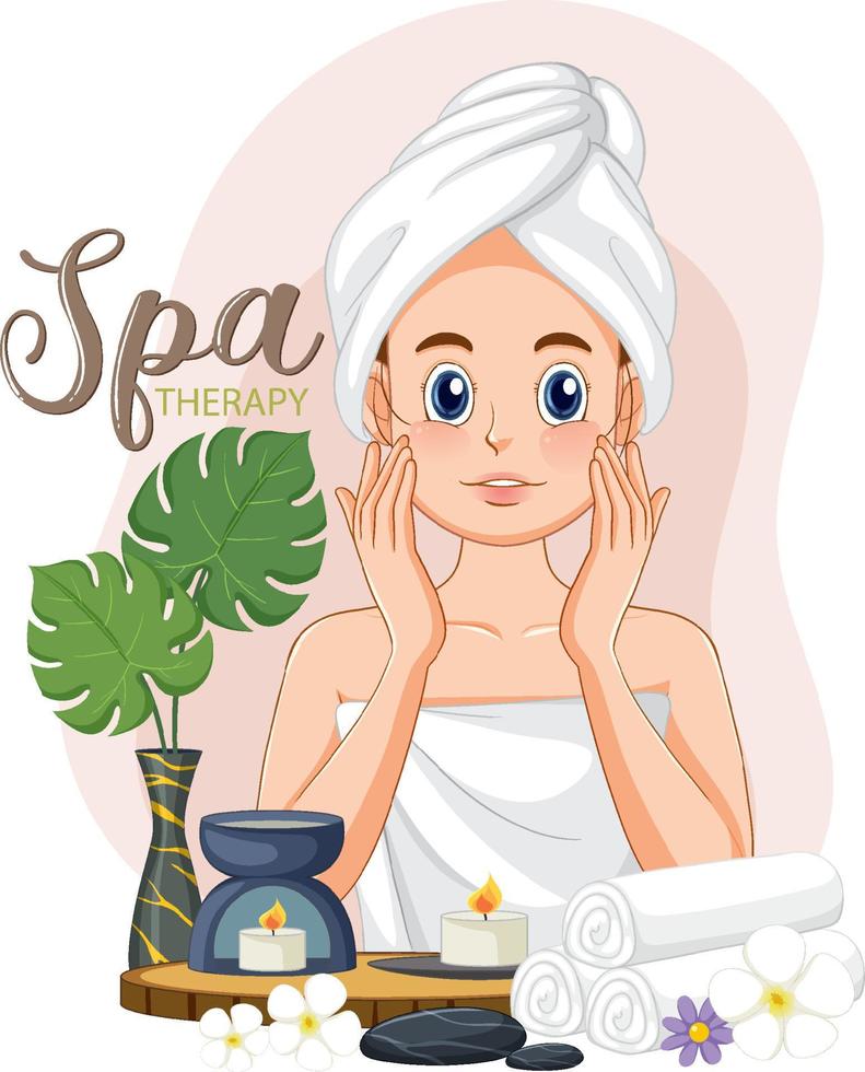 Woman applying facial mask treatment vector