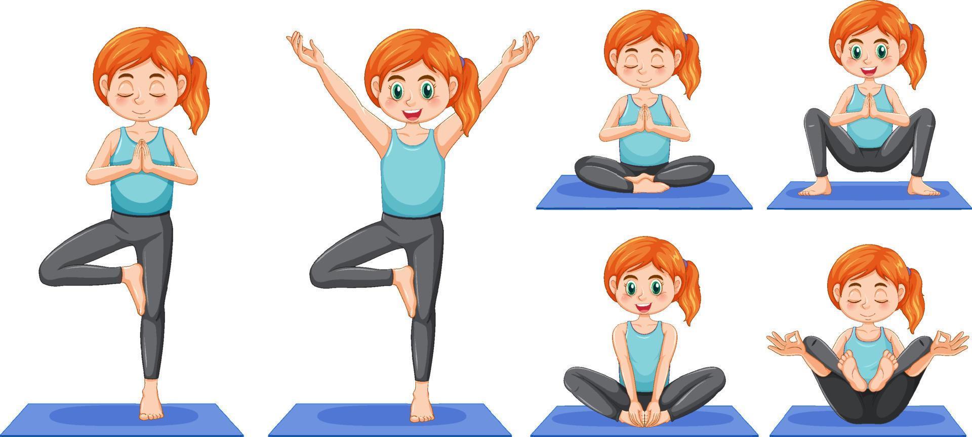 conjunto de posturas de yoga vector