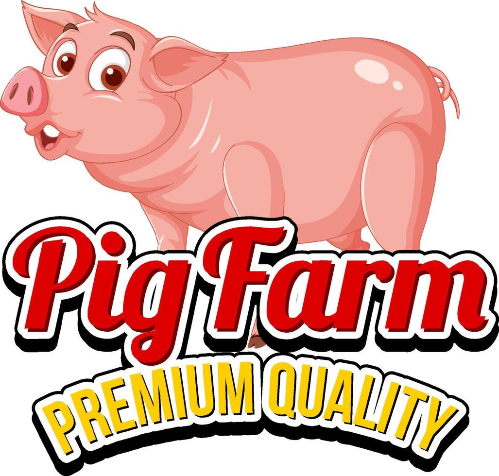 Pig cartoon character logo for pork products vector