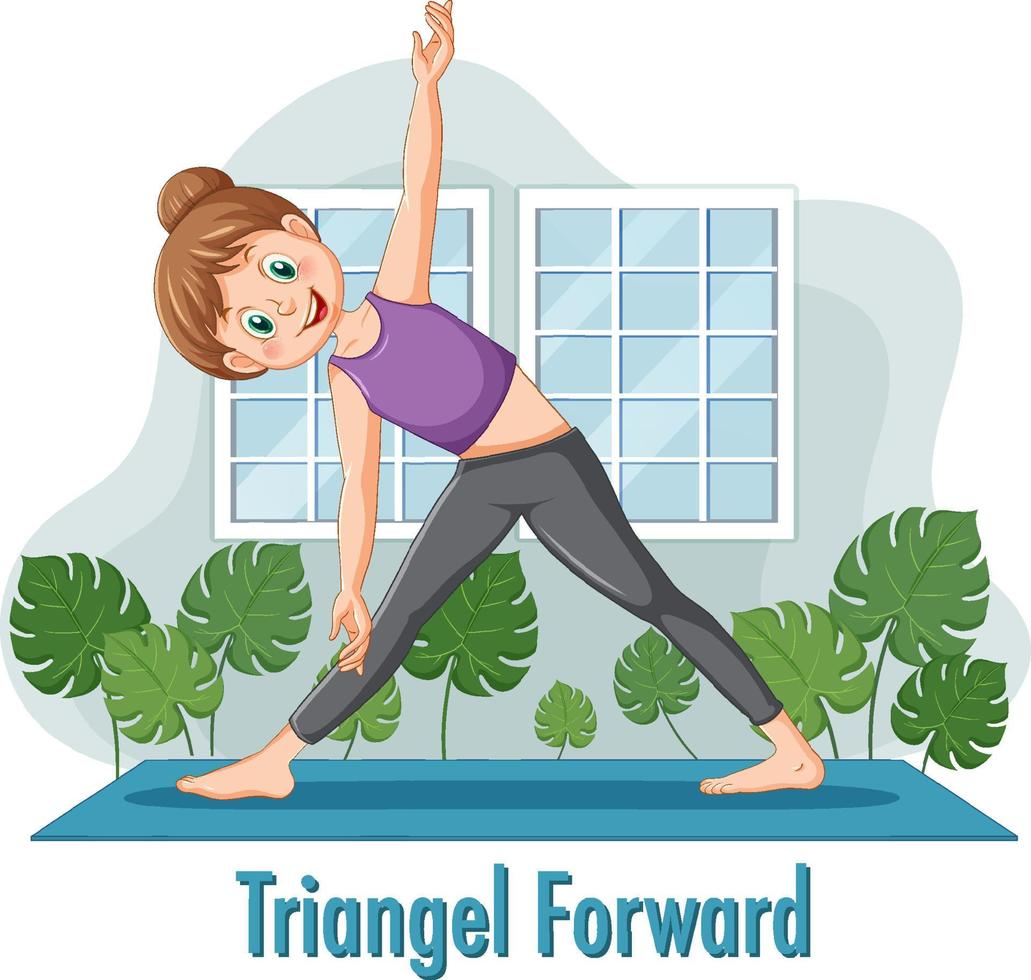 Woman doing yoga at home vector