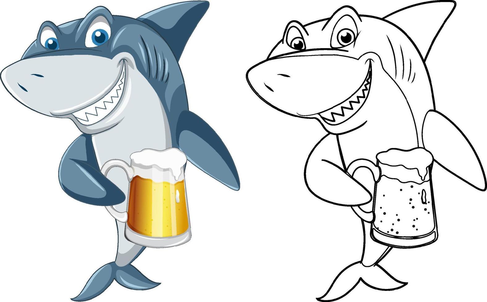 Doodle animal character for shark vector