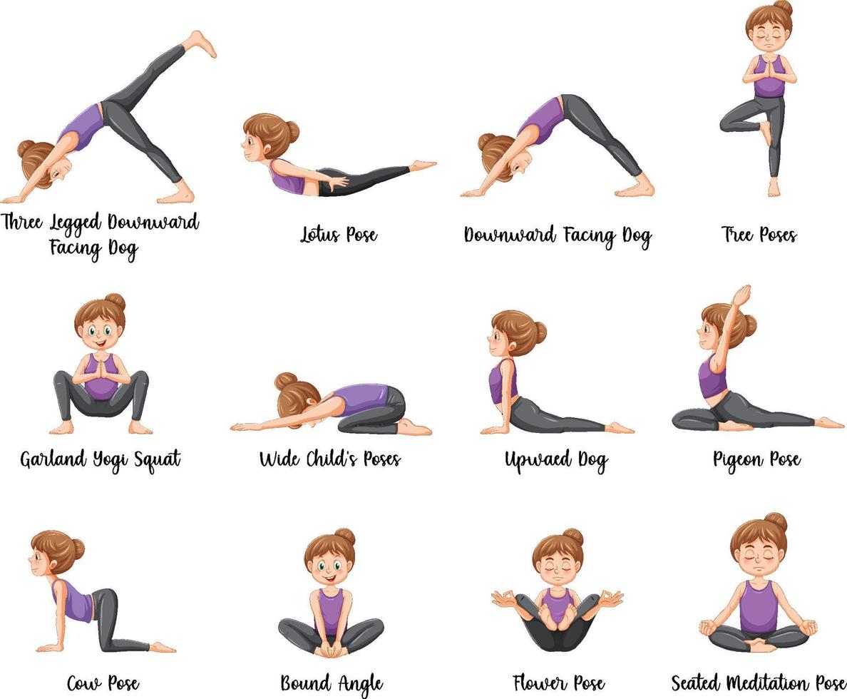 Set of yoga postures 12495709 Vector Art at Vecteezy