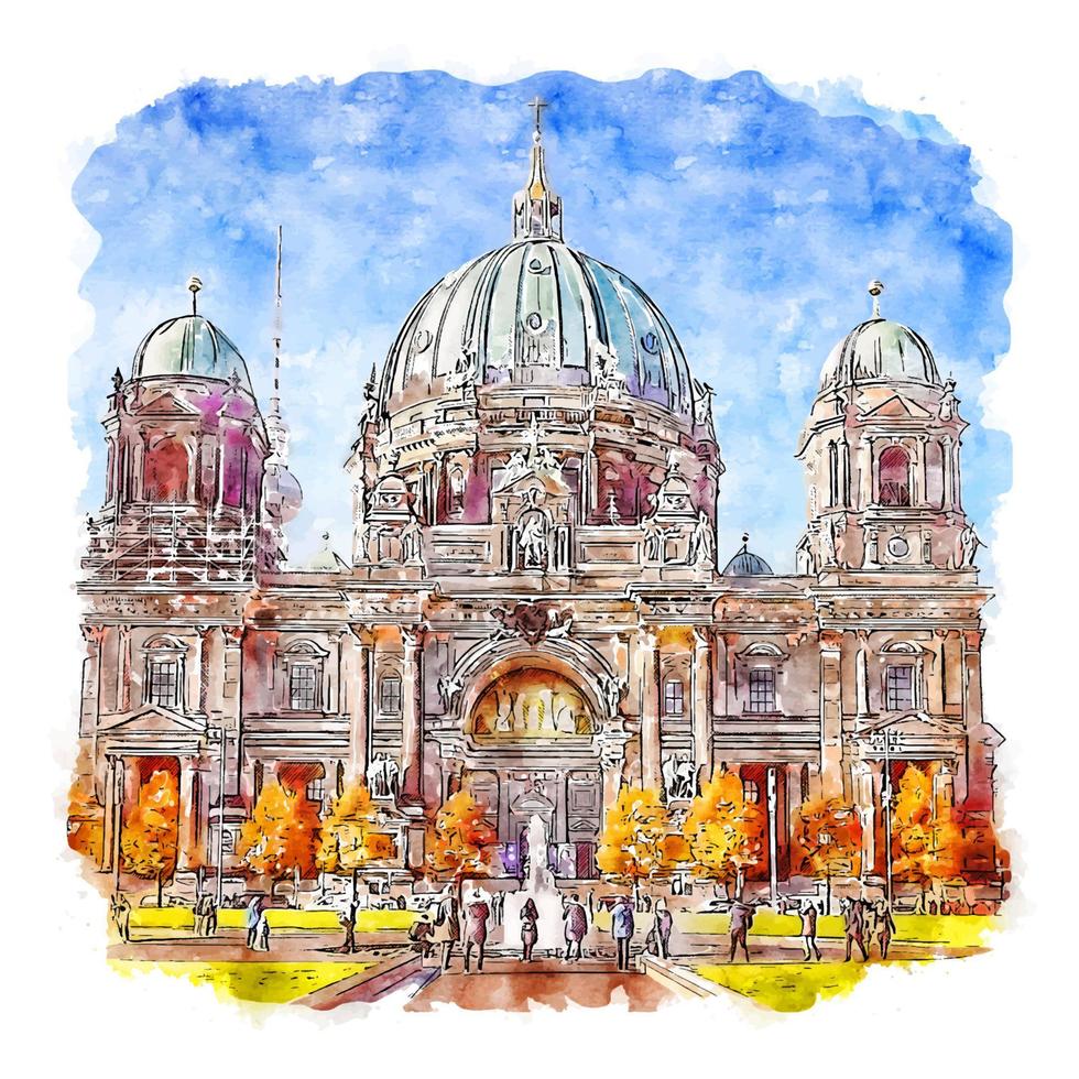 Berlin Germany Watercolor sketch hand drawn illustration vector