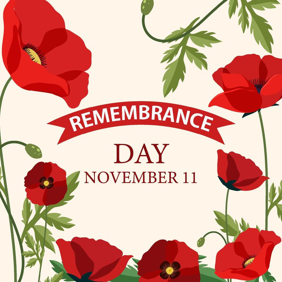 Remembrance day poster design vector