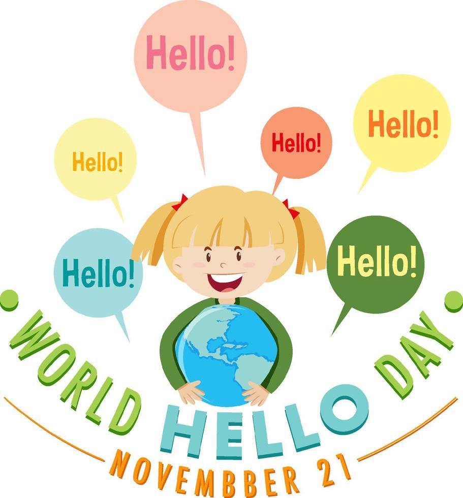 World hello day banner design vector