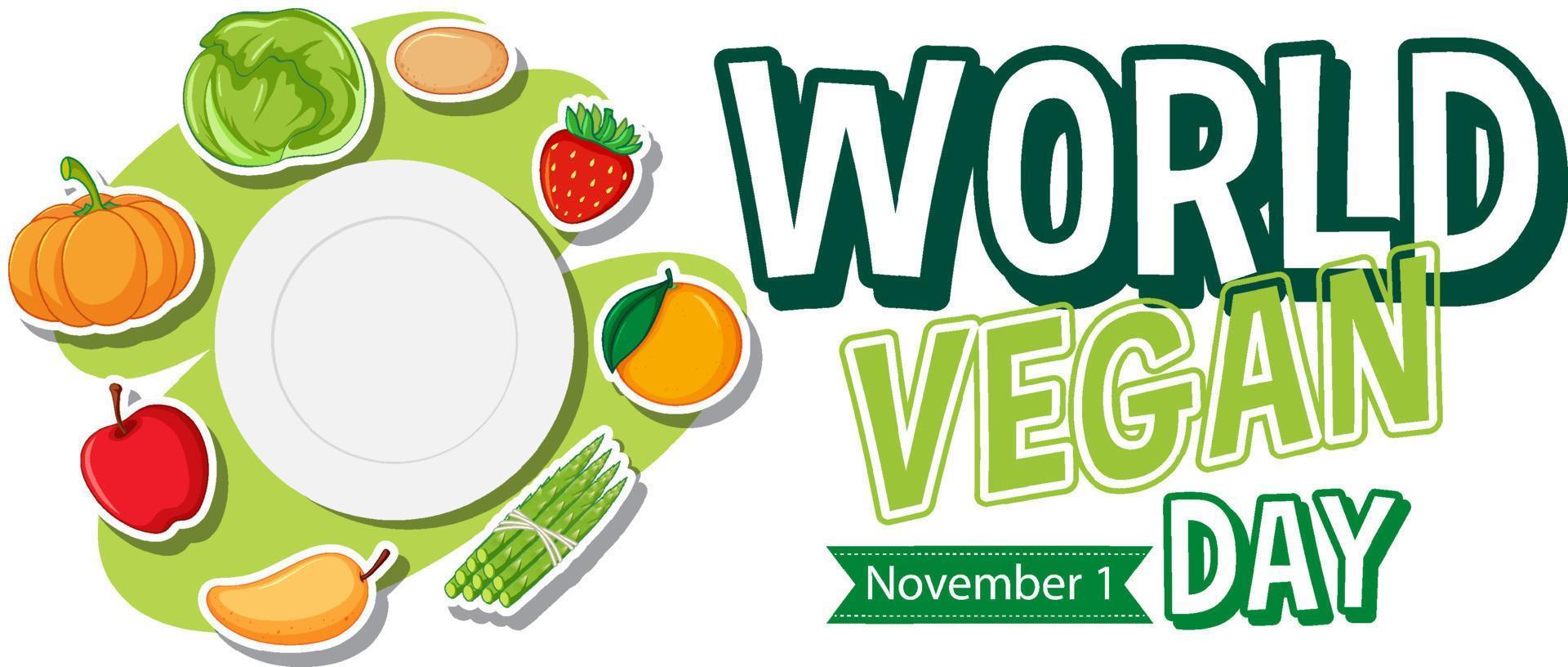 concepto de logotipo del día mundial vegano vector