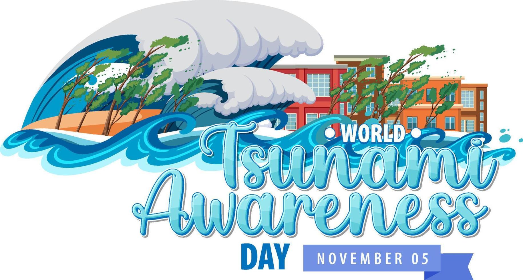 World Tsunami Awareness Day Logo Design vector