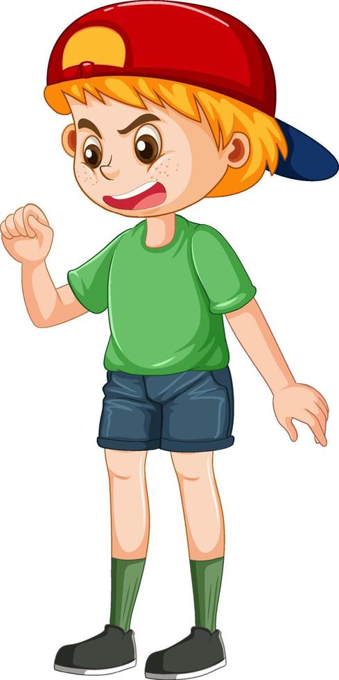 A boy with angry face cartoon character vector