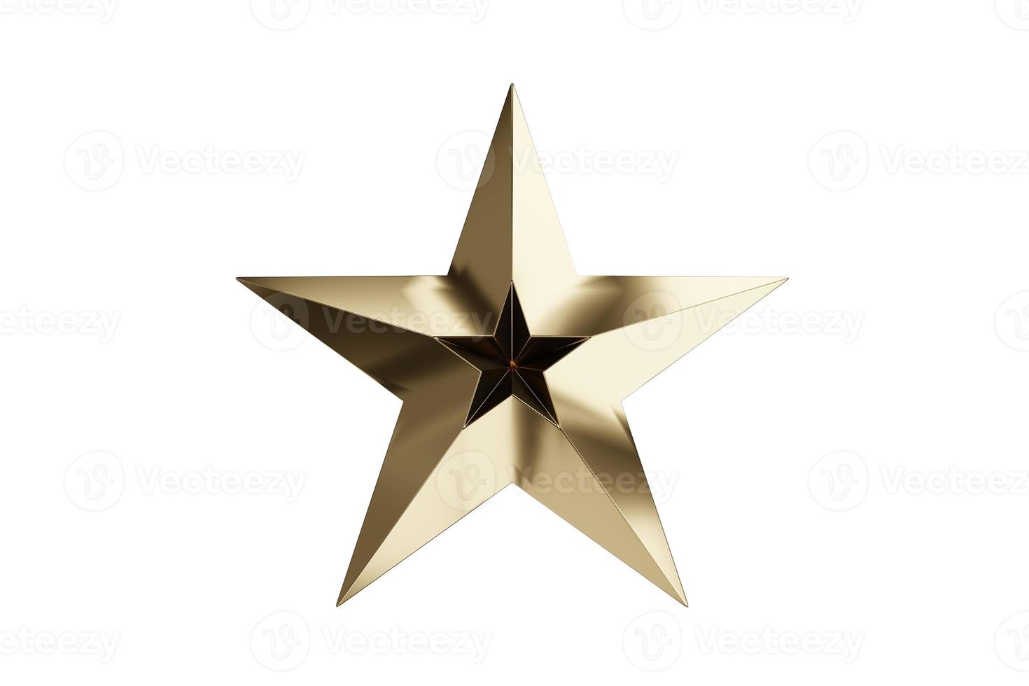 Glossy golden stars isolated on white background, star icon. 3D photo