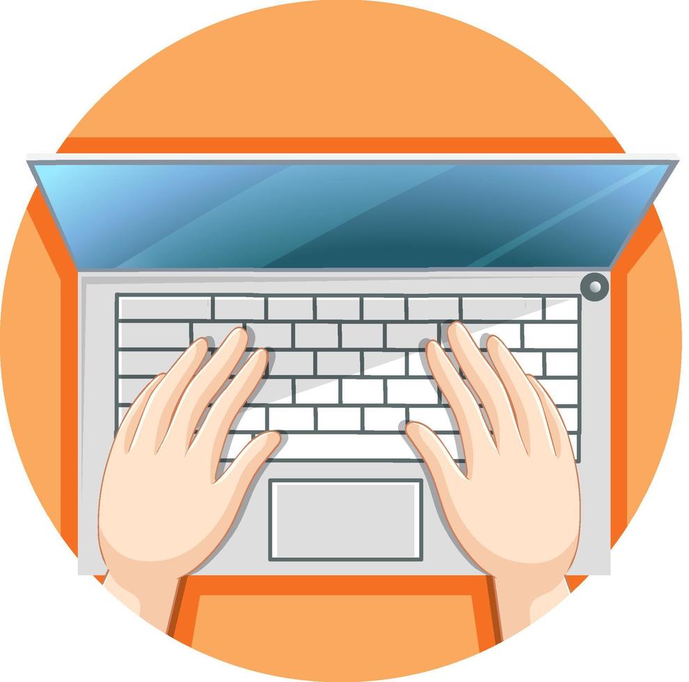 Hands typing on computer keyboard vector