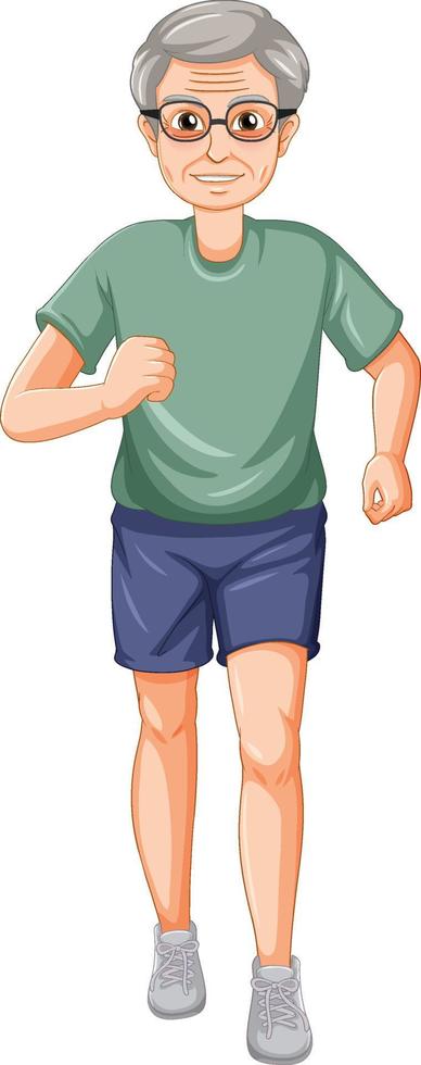 A male senior cartoon character exercising vector