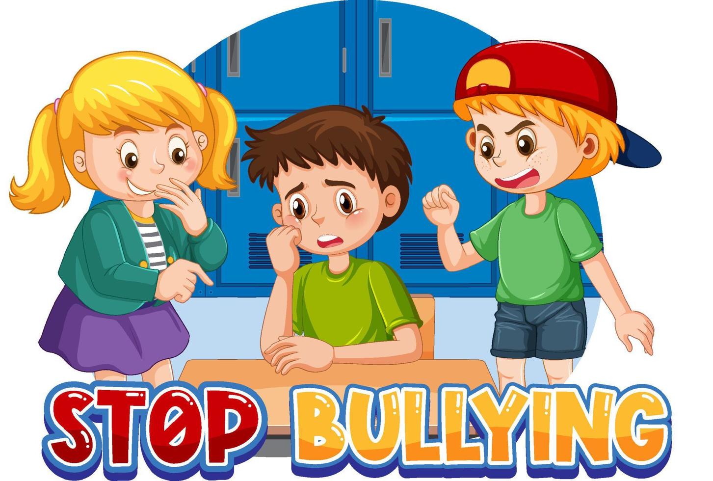 Stop bullying kids text design vector