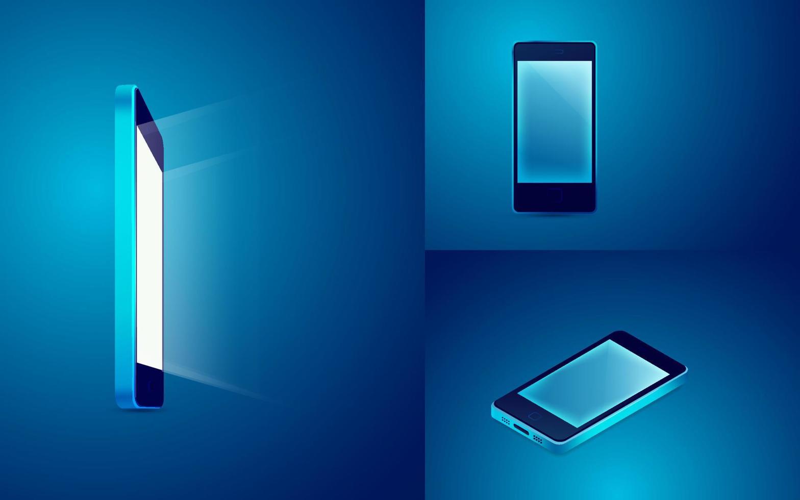 blue mobile mockups vector