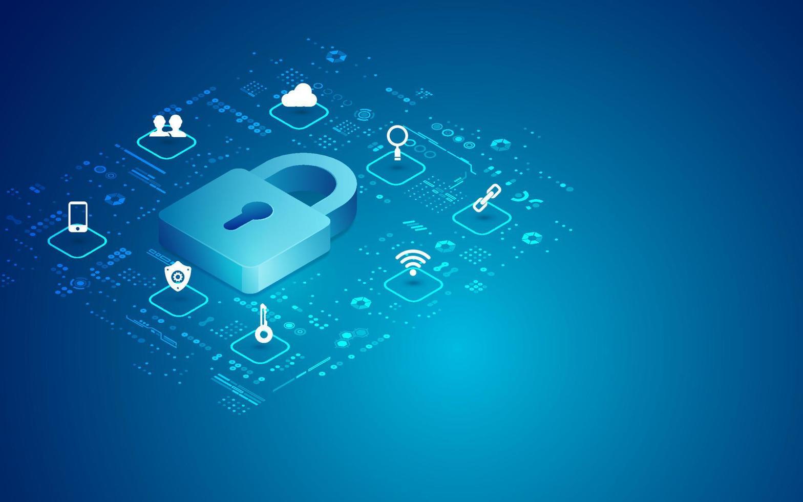 cyber padlock isometric vector