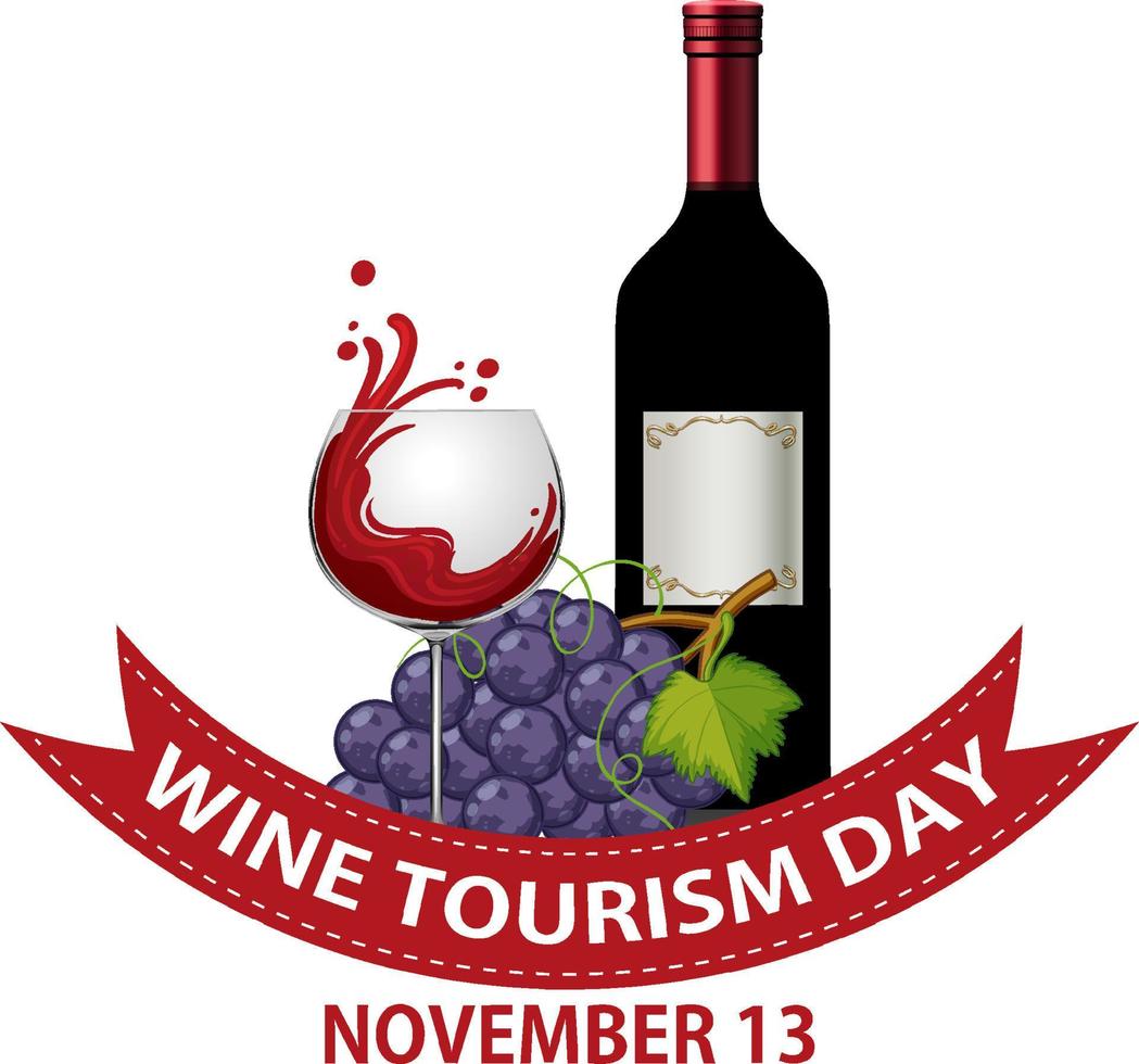 Wine Tourism Day Font Logo Design vector