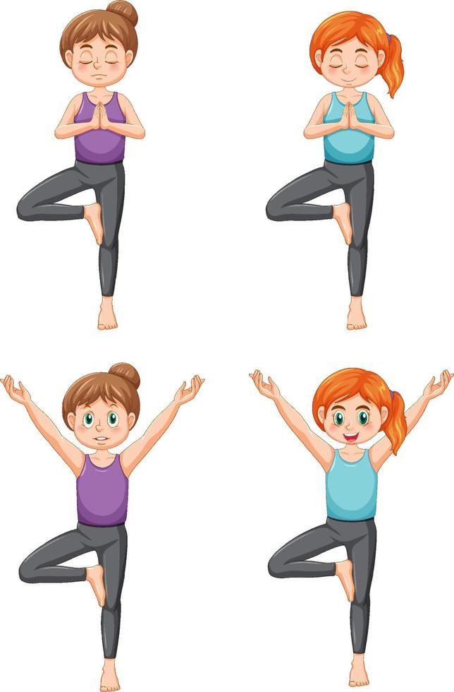 conjunto de posturas de yoga vector