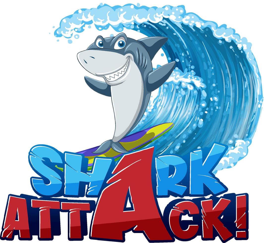 diseño de fuente para palabras ataque de tiburón vector