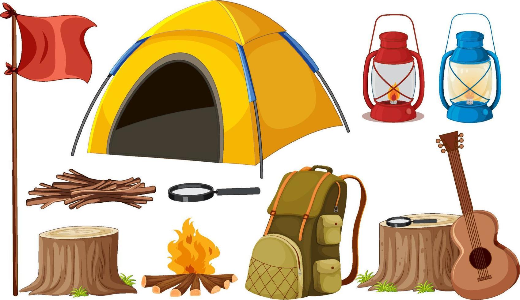 conjunto de objetos para acampar vector