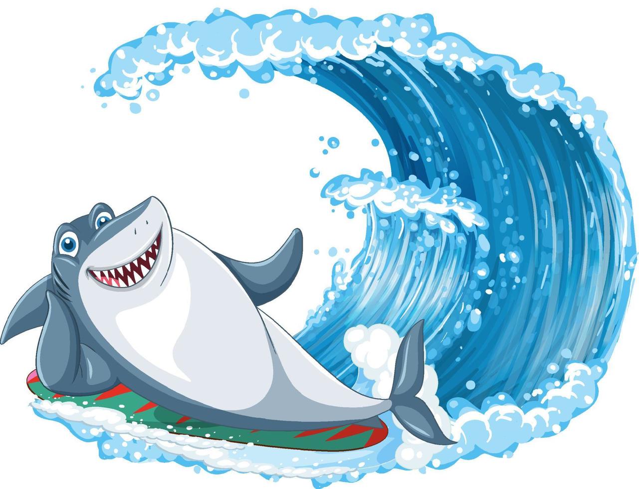 Cute shark surfing on white background vector