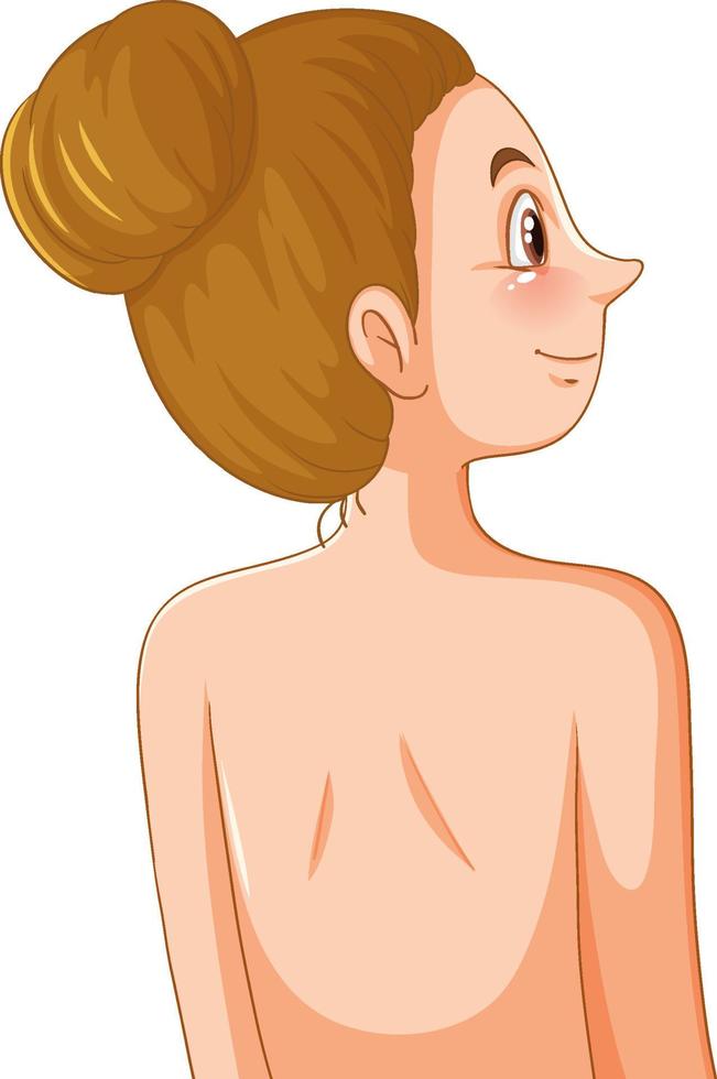 Back of woman with bun hair vector