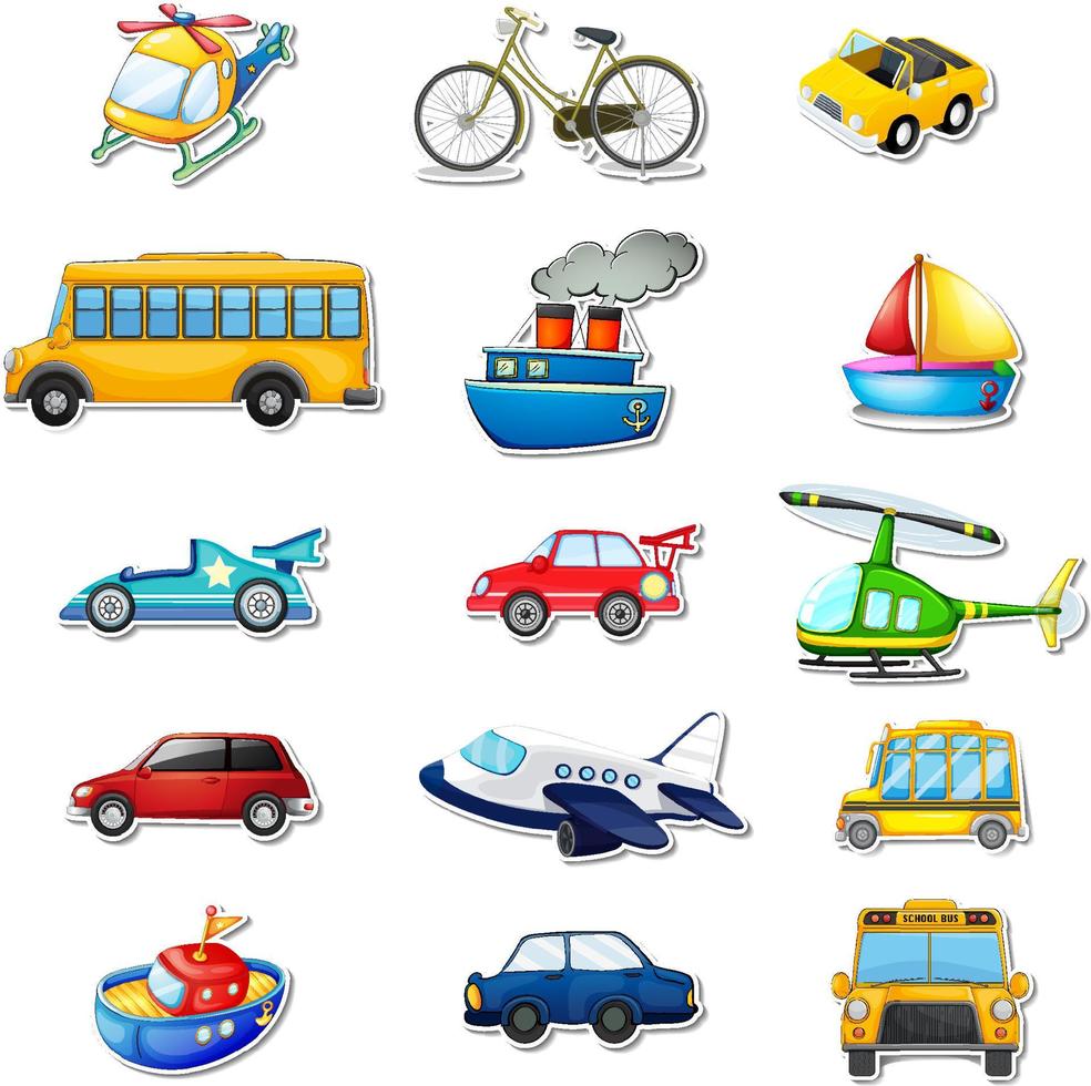 Sticker set of different vehicles vector