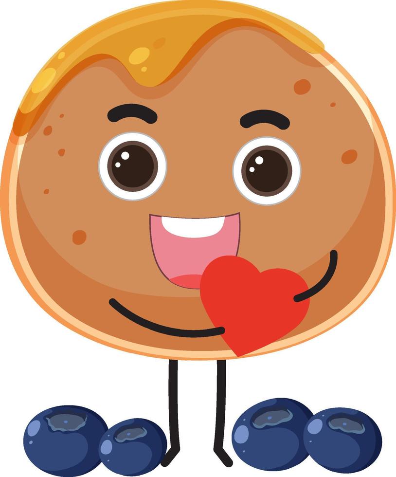 Pancake cartoon character with blueberry vector