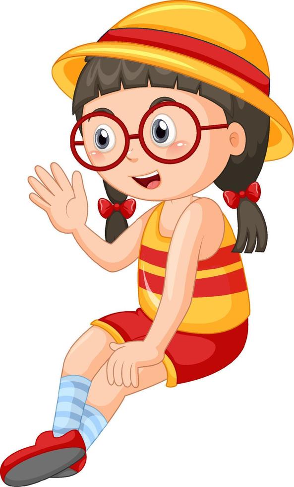 Cute girl wearing glasses cartoon character vector