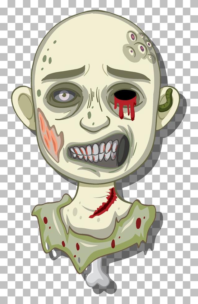 cabeza de zombie espeluznante en el fondo de la cuadrícula vector