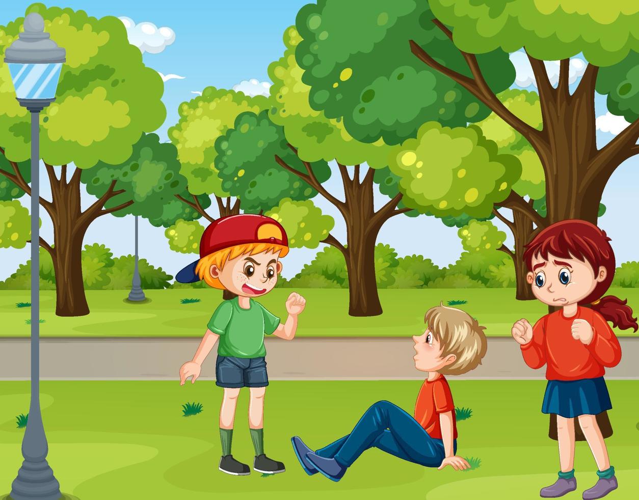 School bullying with student cartoon characters vector