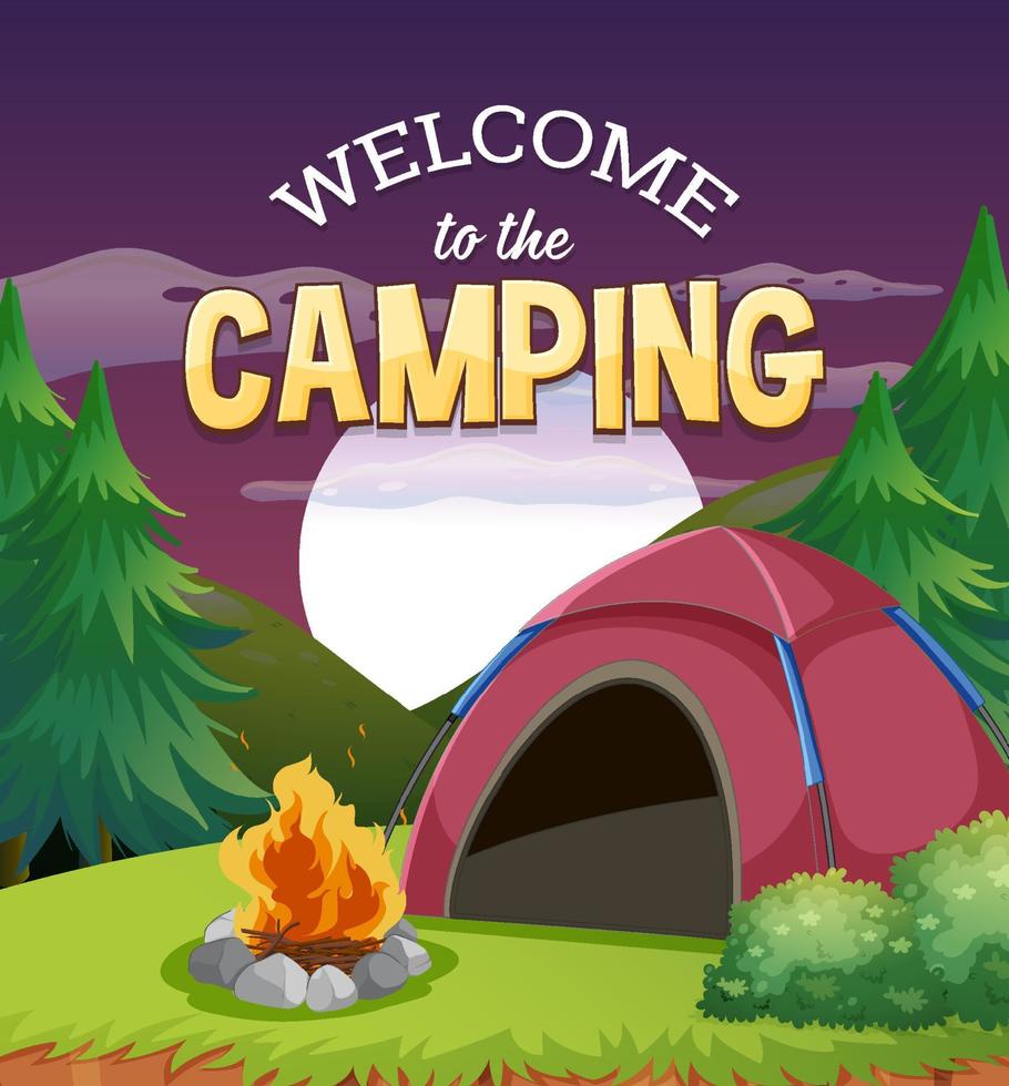 Welcome to the camping poster design vector