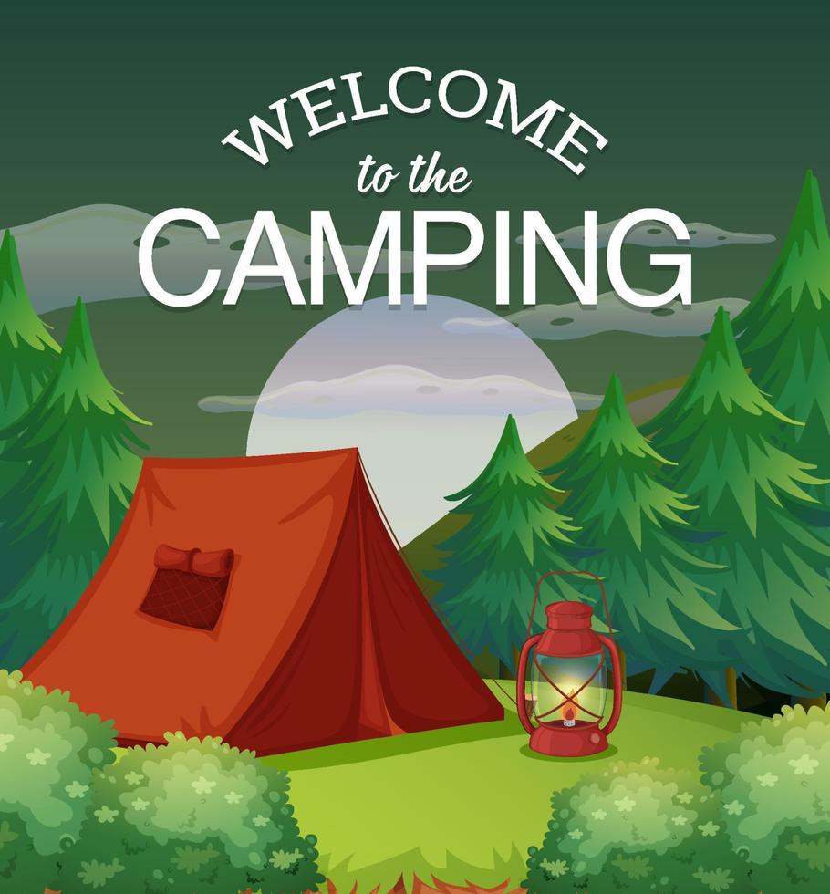 bienvenido al diseño del cartel de camping vector