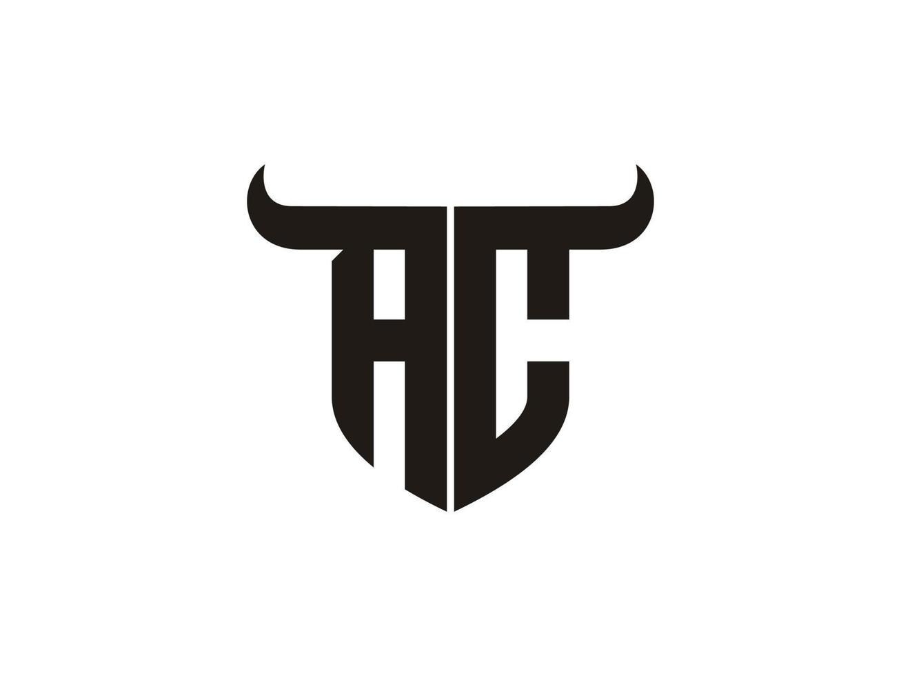 Initial AC Bull Logo Design. vector