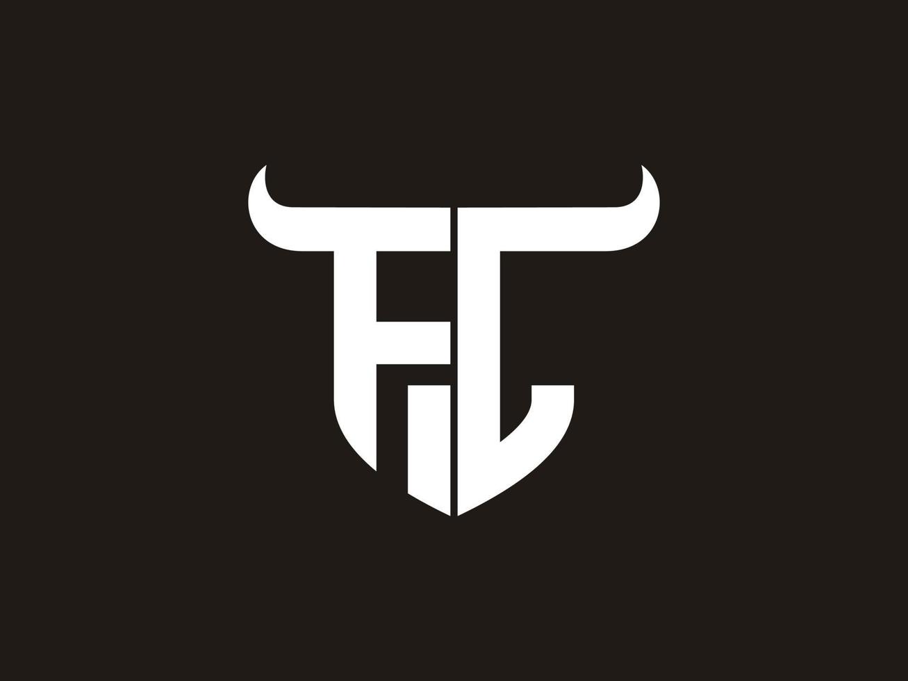 Initial FL Bull Logo Design. vector