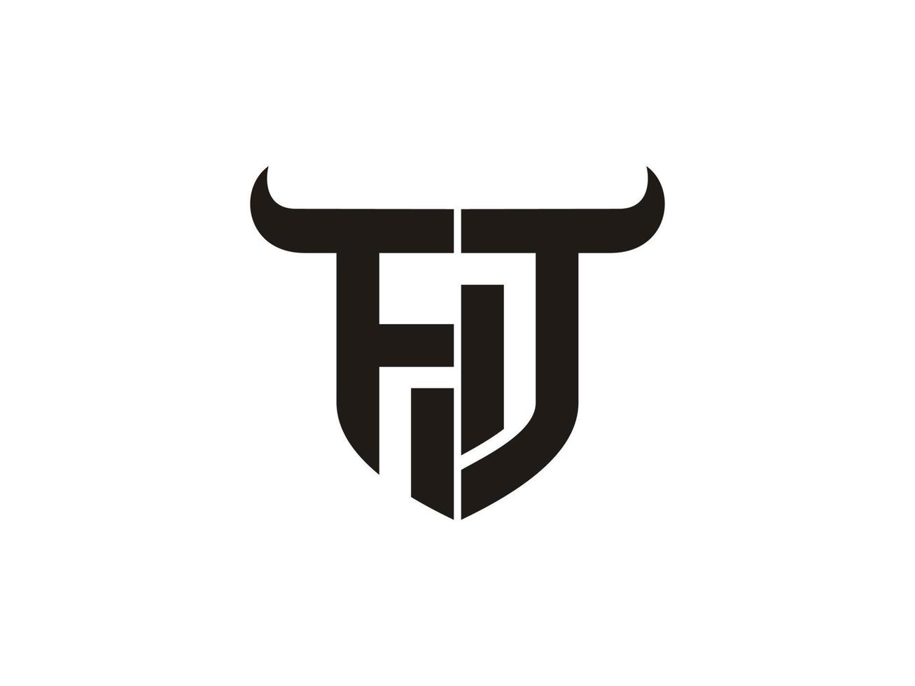 Initial FT Bull Logo Design. vector