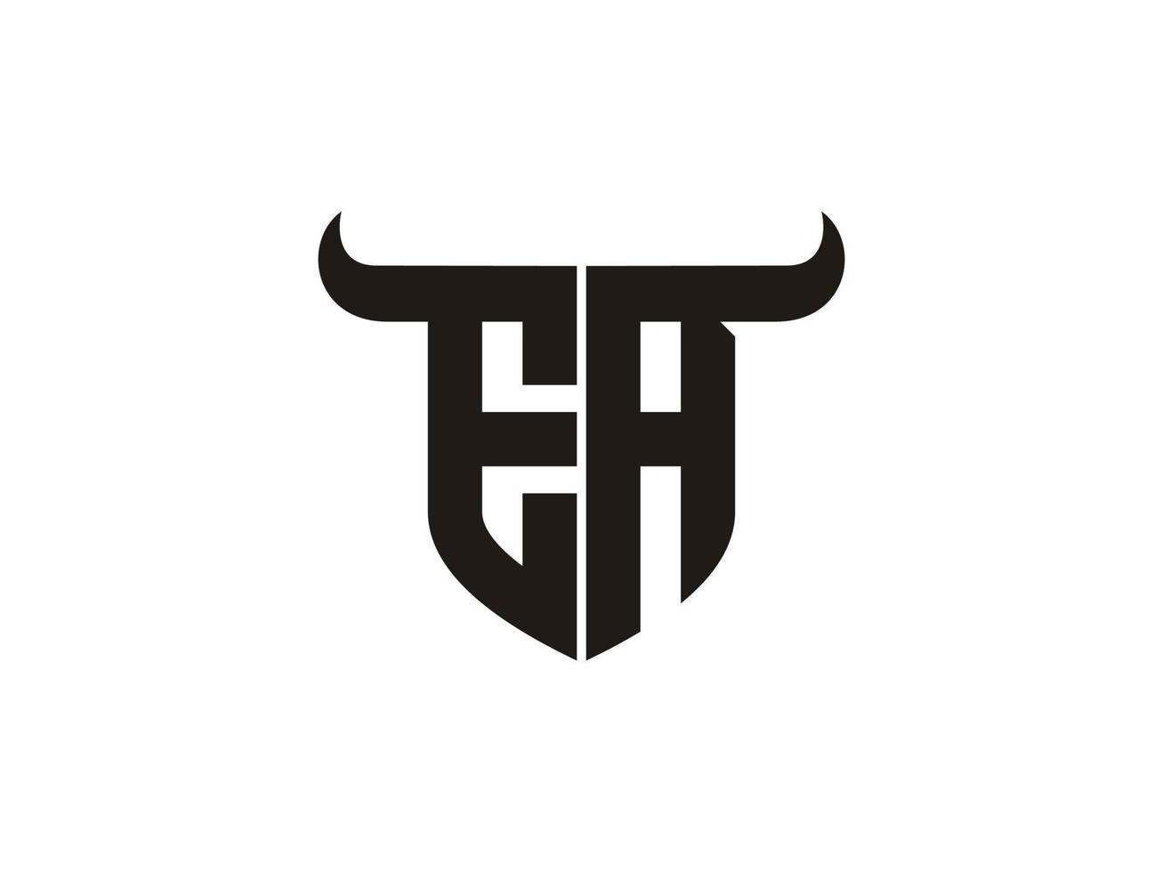Initial EA Bull Logo Design. vector