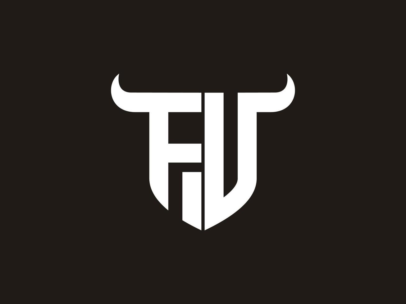 Initial FU Bull Logo Design. vector