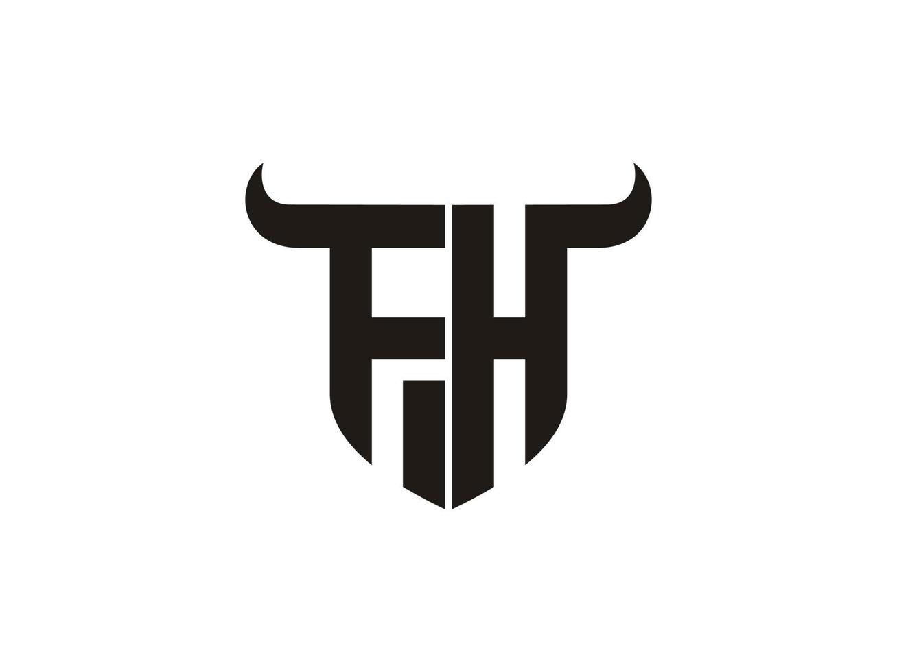Initial FH Bull Logo Design. vector