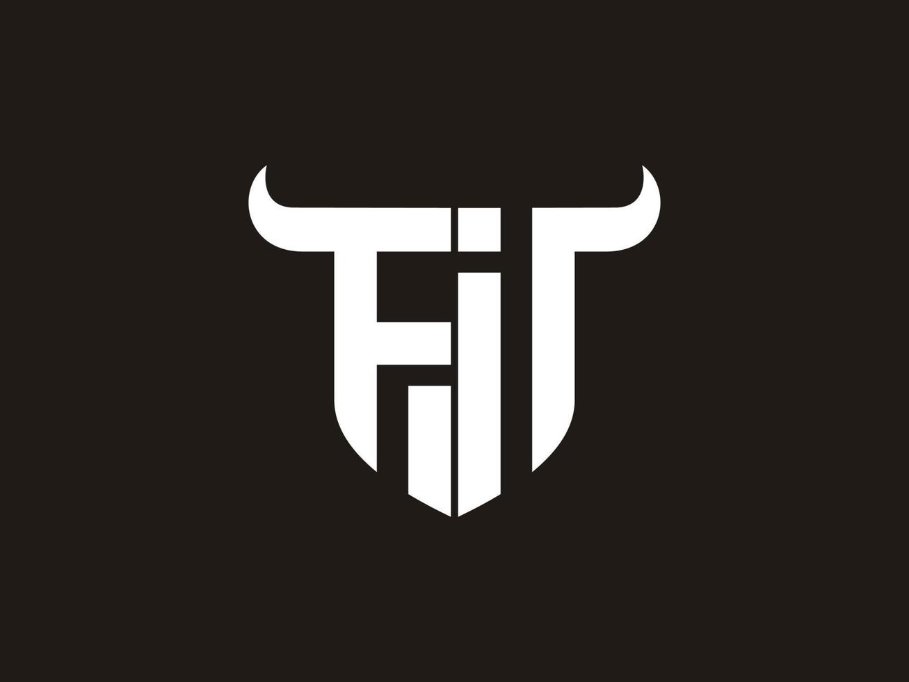 Initial FI Bull Logo Design. vector