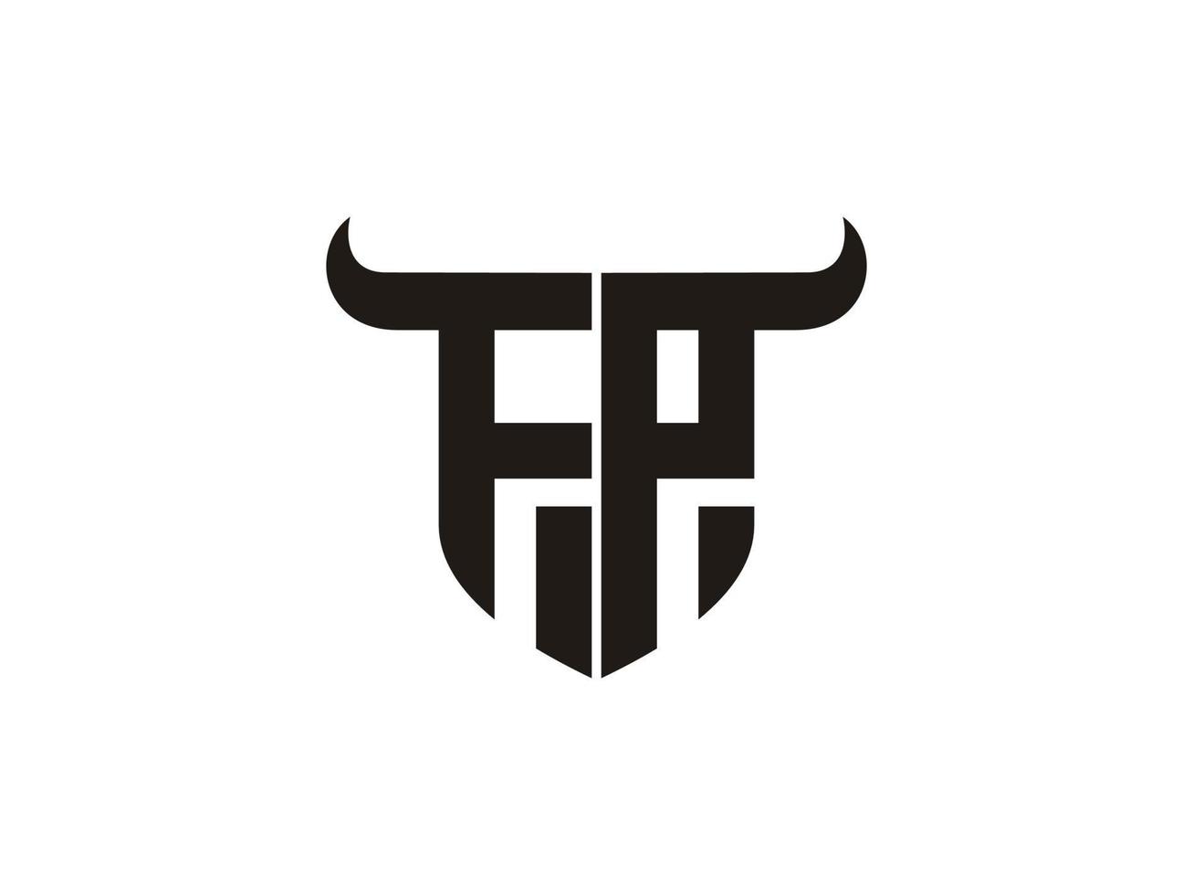 Initial FP Bull Logo Design. vector