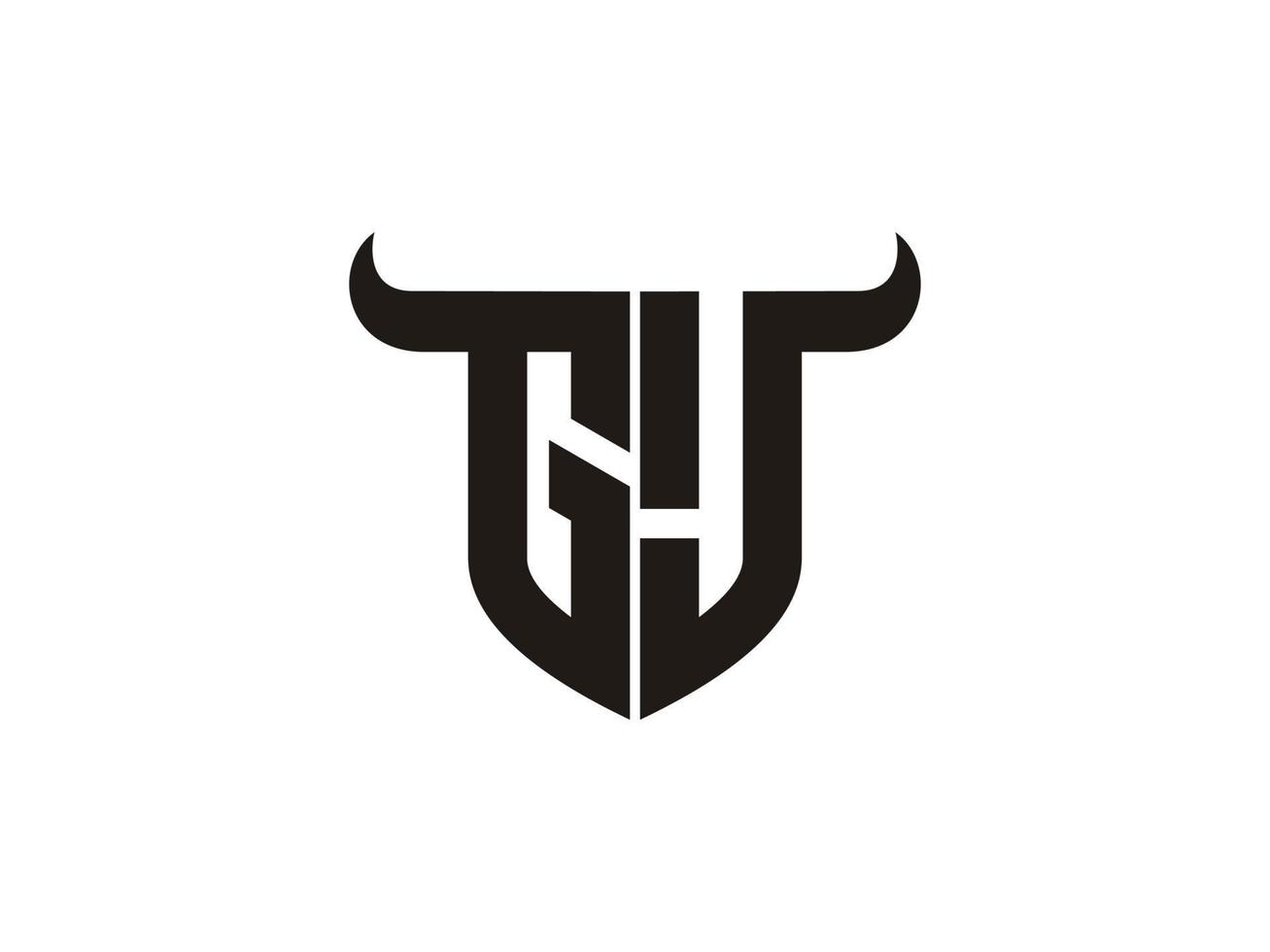 Initial GJ Bull Logo Design. vector