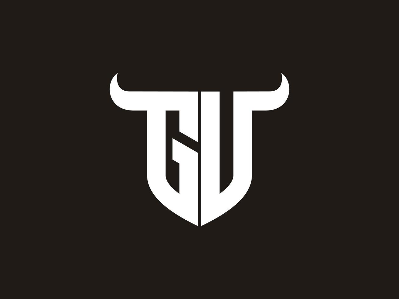 Initial GV Bull Logo Design. vector