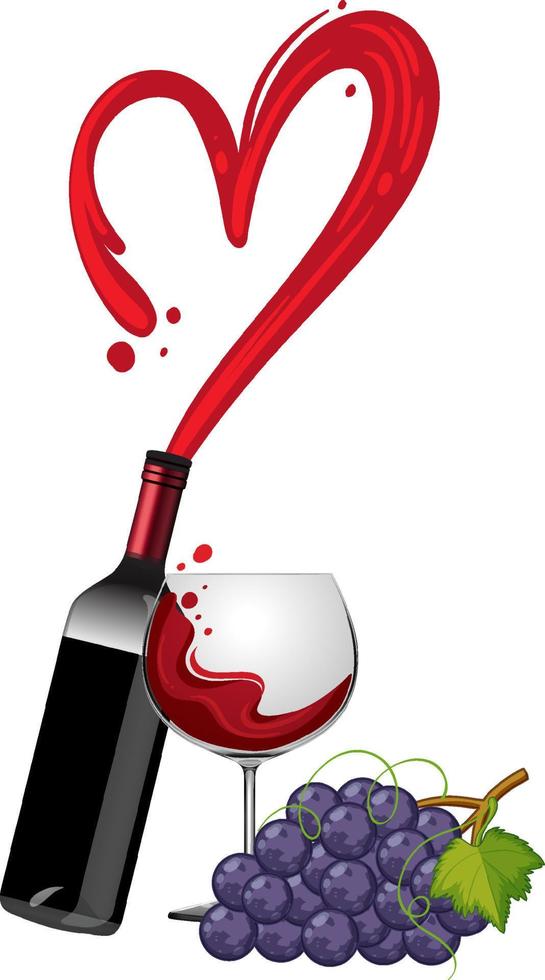 Red wine bottle and glass vector