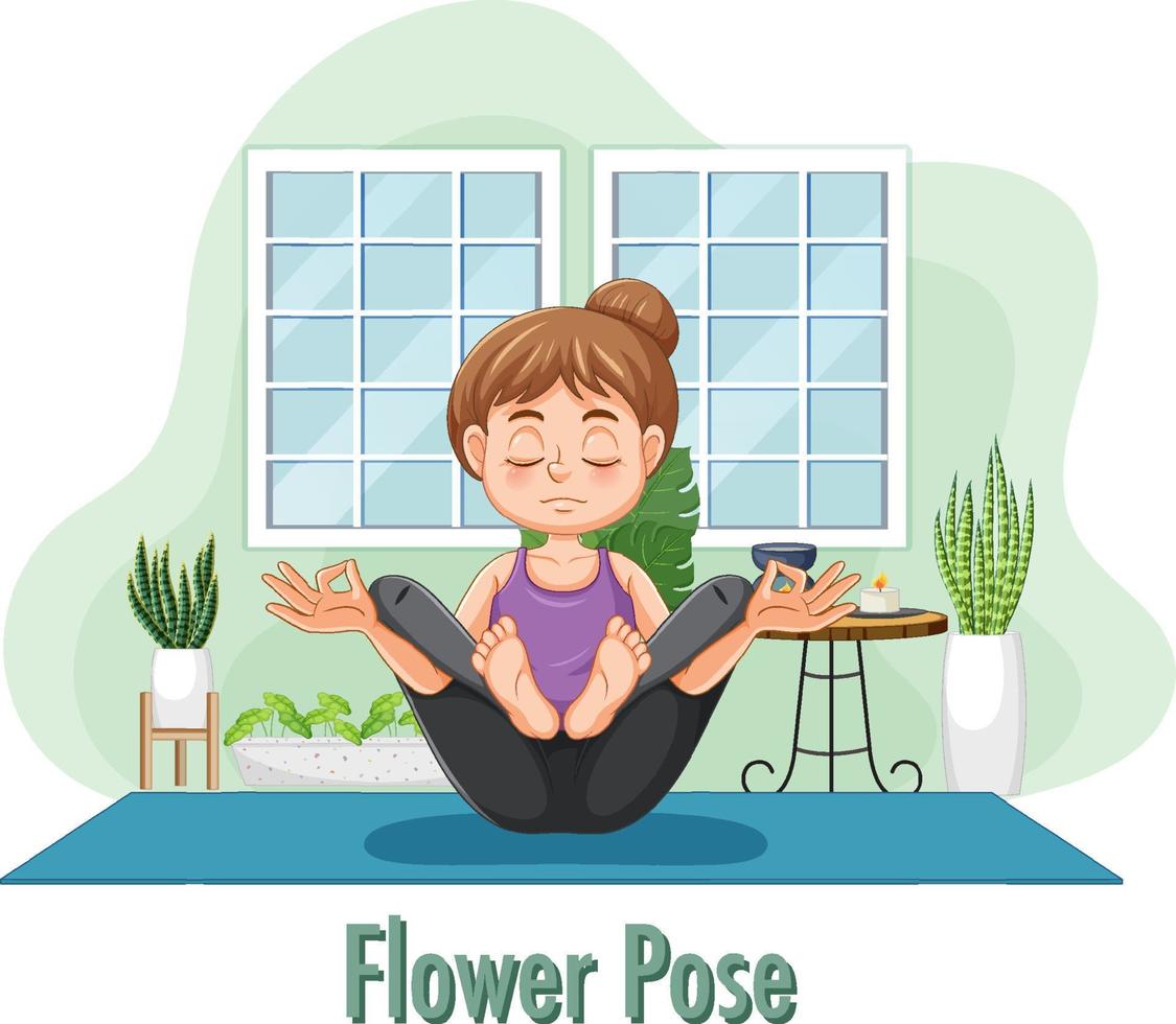 Woman doing yoga at home vector