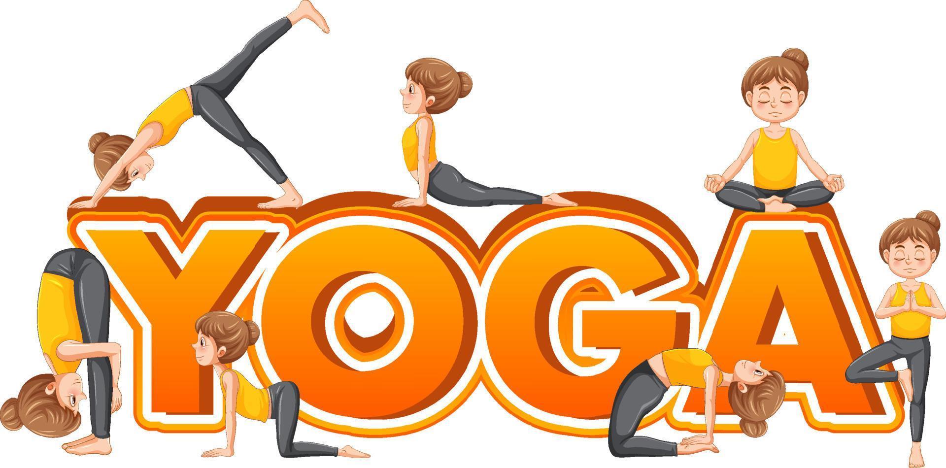 People practicing yoga with text vector