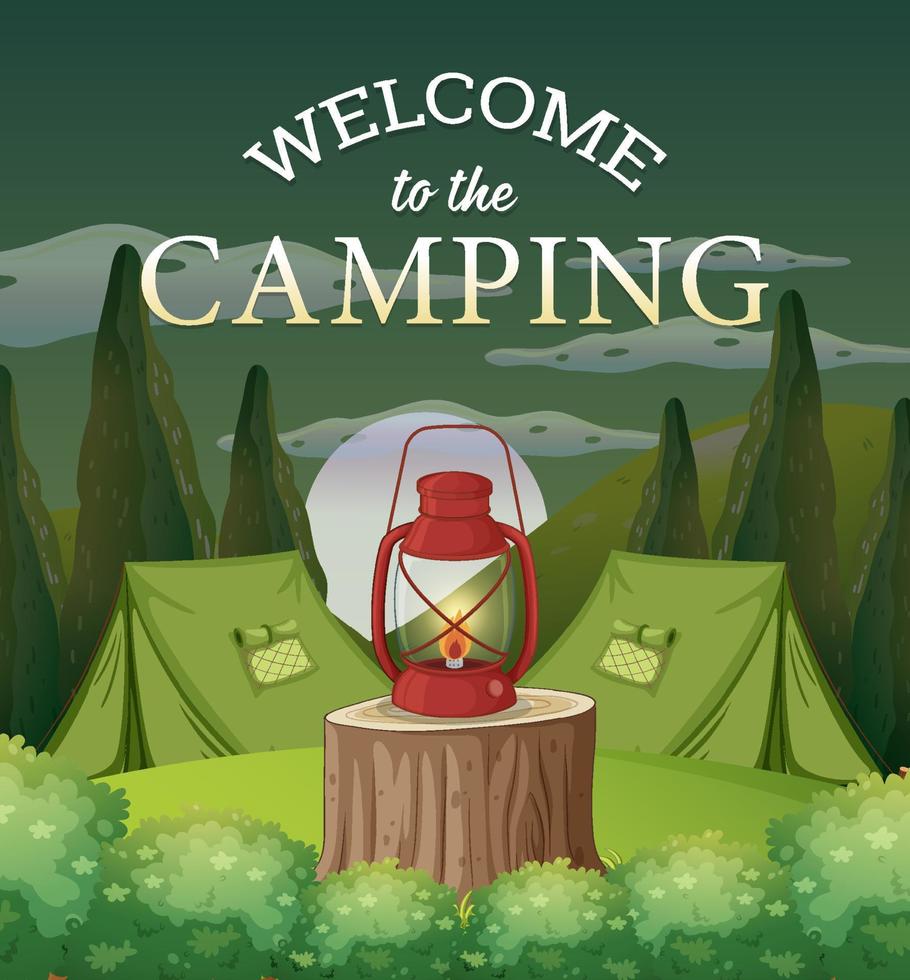 bienvenido al diseño del cartel de camping vector