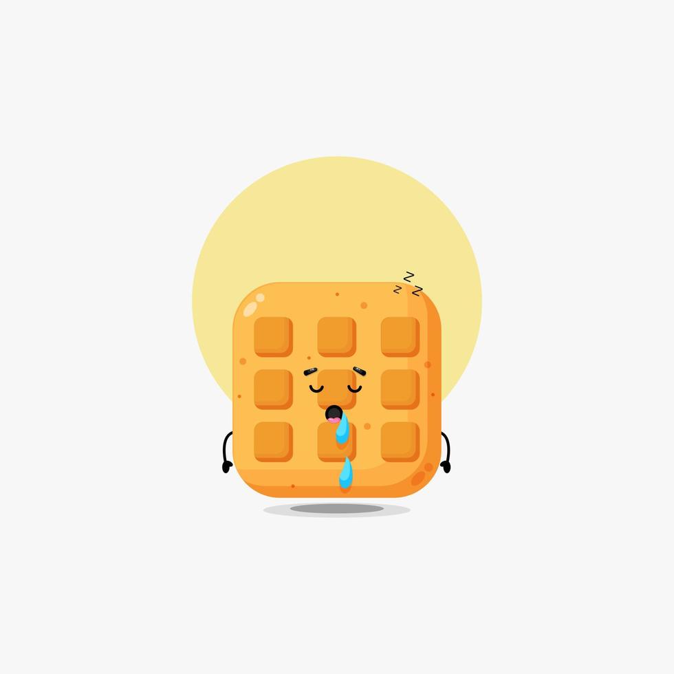 Cute waffle character sleeping vector